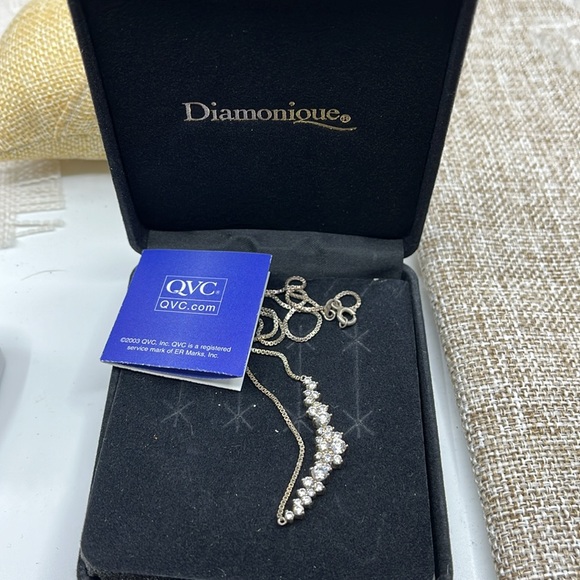 Diamonique by QVC Sterling Silver Necklace, Adjustable 14–16 Inches - Picture 17 of 17